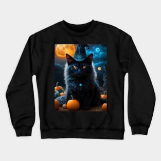 Elegant black witch cat Crewneck Sweatshirt